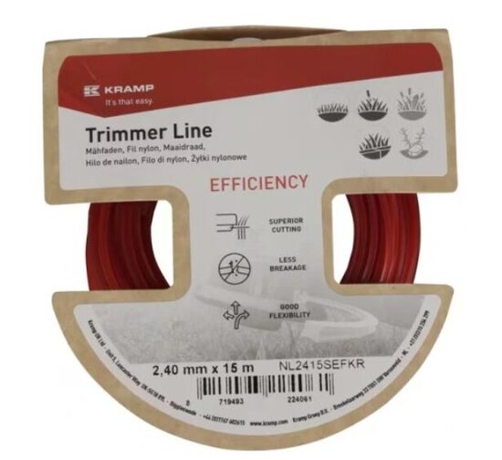 Trimmera aukla Ø2,65mm 15m, kvadrātveida, sarkana, Kramp Efficiency